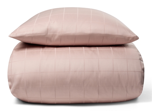 Sengetøj 150x210 cm - Blødt, jacquardvævet bomuldssatin - Check rosa - By Night sengesæt