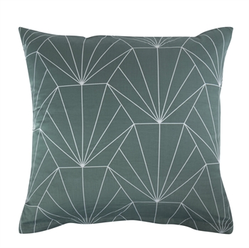 Pudebetræk 60x63 cm - Vendbart design i 100% Bomuldssatin - Hexagon støvet grøn - Fra By Night