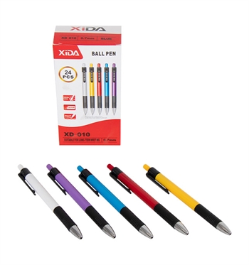 Kuglepenne - Praktisk æske med 24 stk. - Fem forskellige farver 