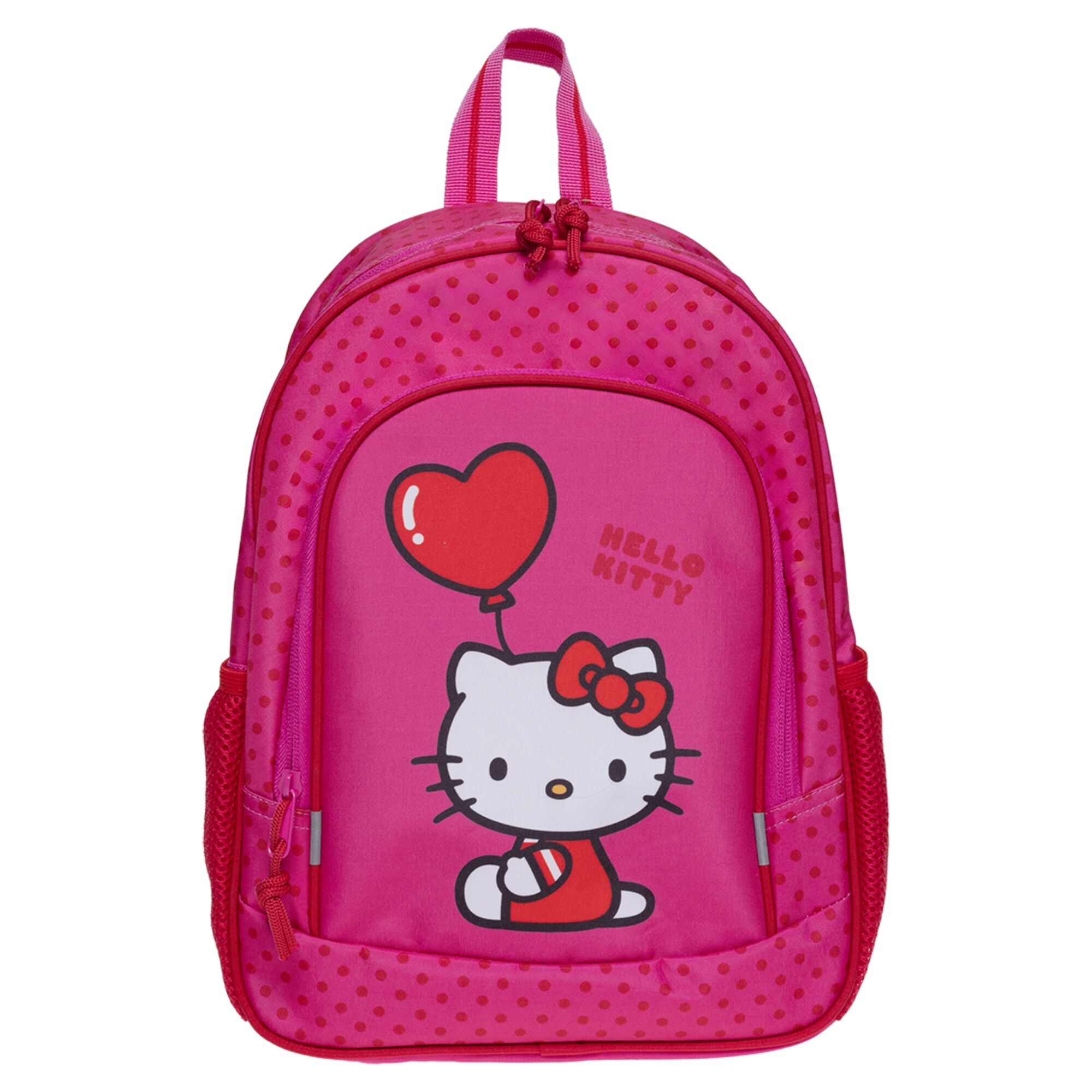Hello Kitty rygsæk med frontlomme og sidelommer - 35x26x18 cm