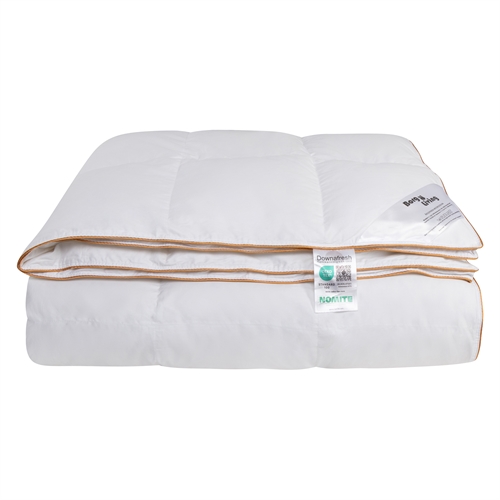 King size dyne 240x220 cm - 100% moskusdundyne - NOMITE helårsdyne (allergivenlig) - Ekstra fint bomuldssatin bolster - Borg Living Årsdynen 2025 