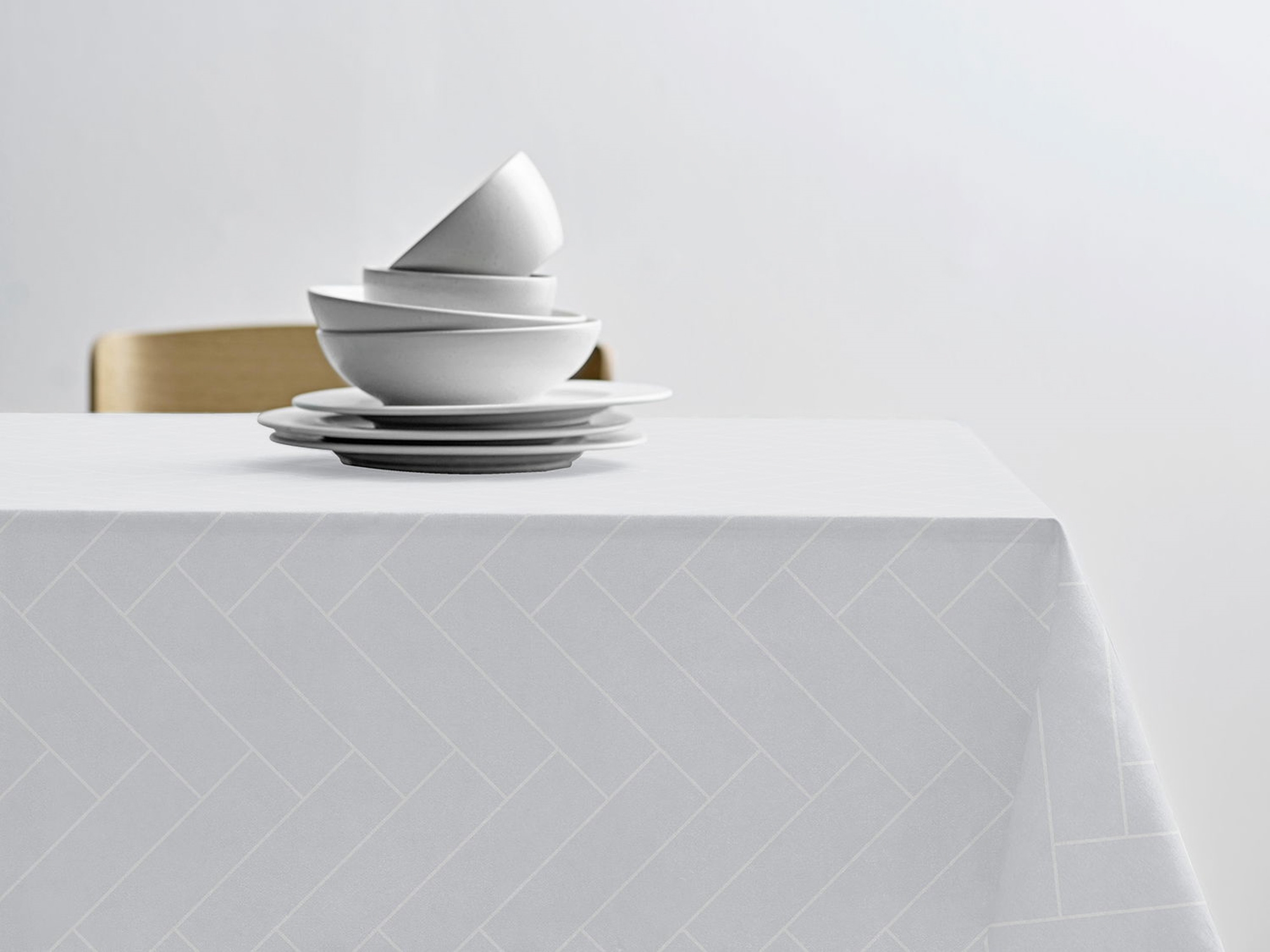 Hvid Dug - Damaskdug i 100 % bomuld - 140x320 - Södahl