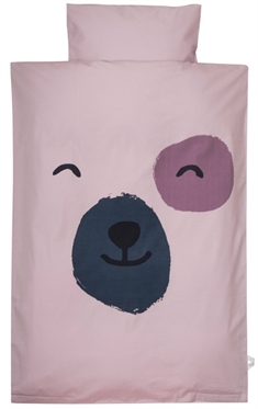 Baby sengetøj 70x100 cm - Bear lyserød - 100% økologisk bomulds sengetøj - Müsli
