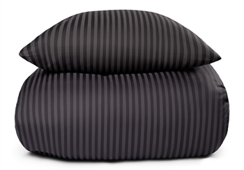 Dobbelt sengetøj i 100% Bomuldssatin - 200x220 cm - Mørkegråt ensfarvet sengesæt - Borg Living sengelinned