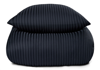 Sengetøj i 100% Bomuldssatin - 150x210 cm - Mørkeblåt ensfarvet sengesæt - Borg Living sengelinned