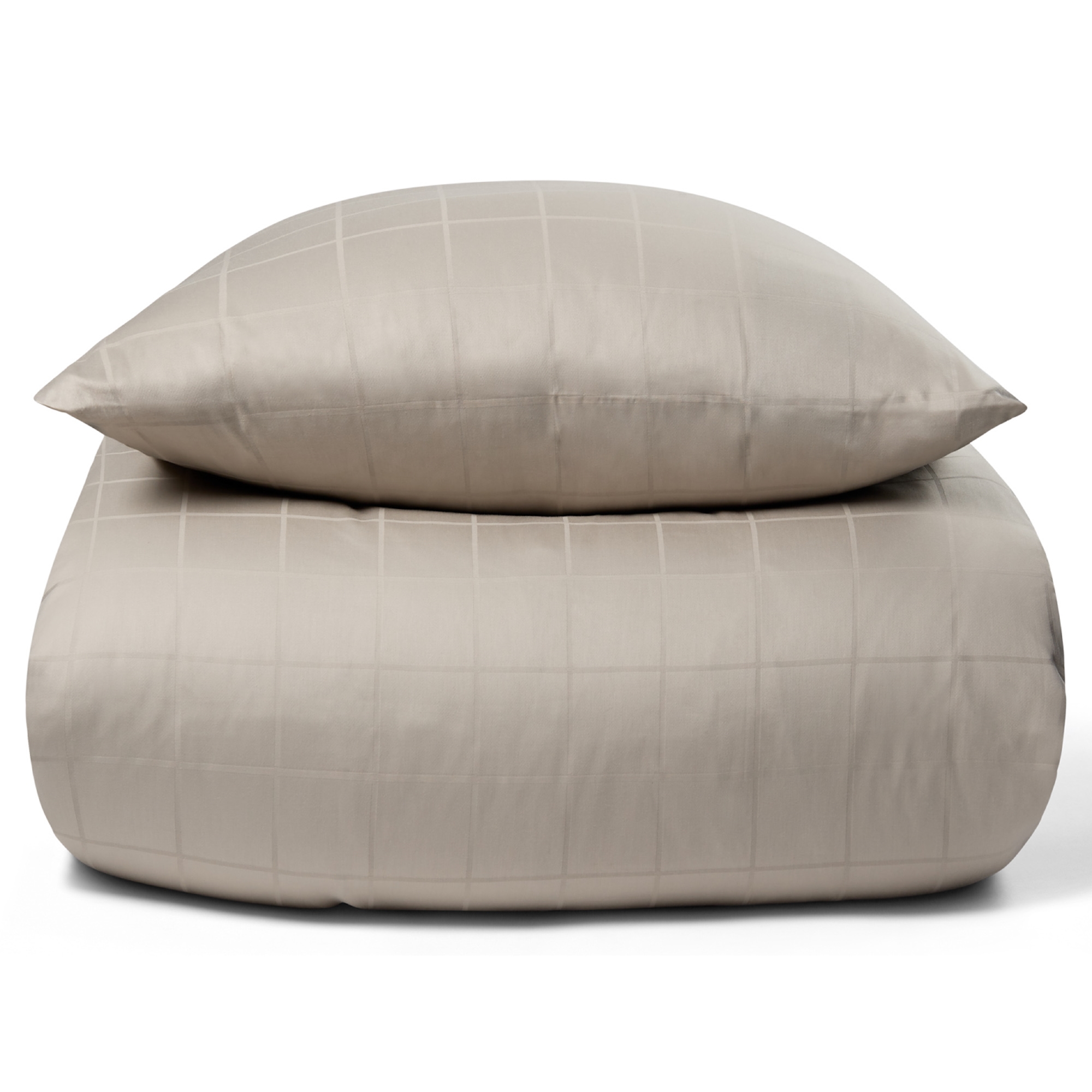 Sengetøj - Blødt, jacquardvævet bomuldssatin - Check sand - By Night sengesæt