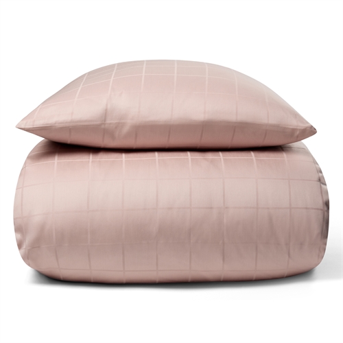 Sengetøj 150x210 cm - Blødt, jacquardvævet bomuldssatin - Check rosa - By Night sengesæt