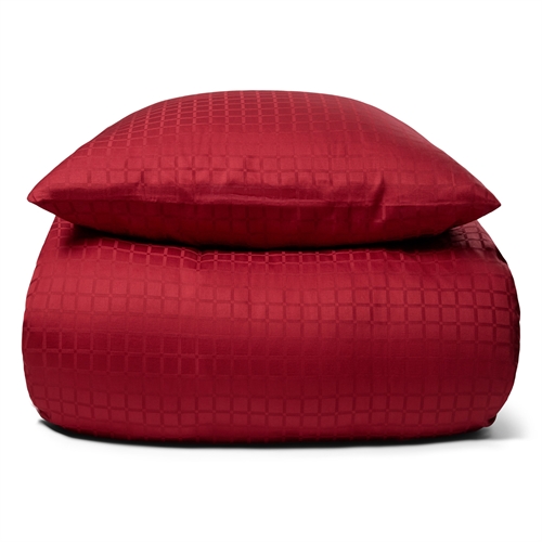 Luksus sengetøj - 140x200 cm - 100% Bomuldssatin sengelinned - Daisy rød  - By Night jacquard vævet sengesæt