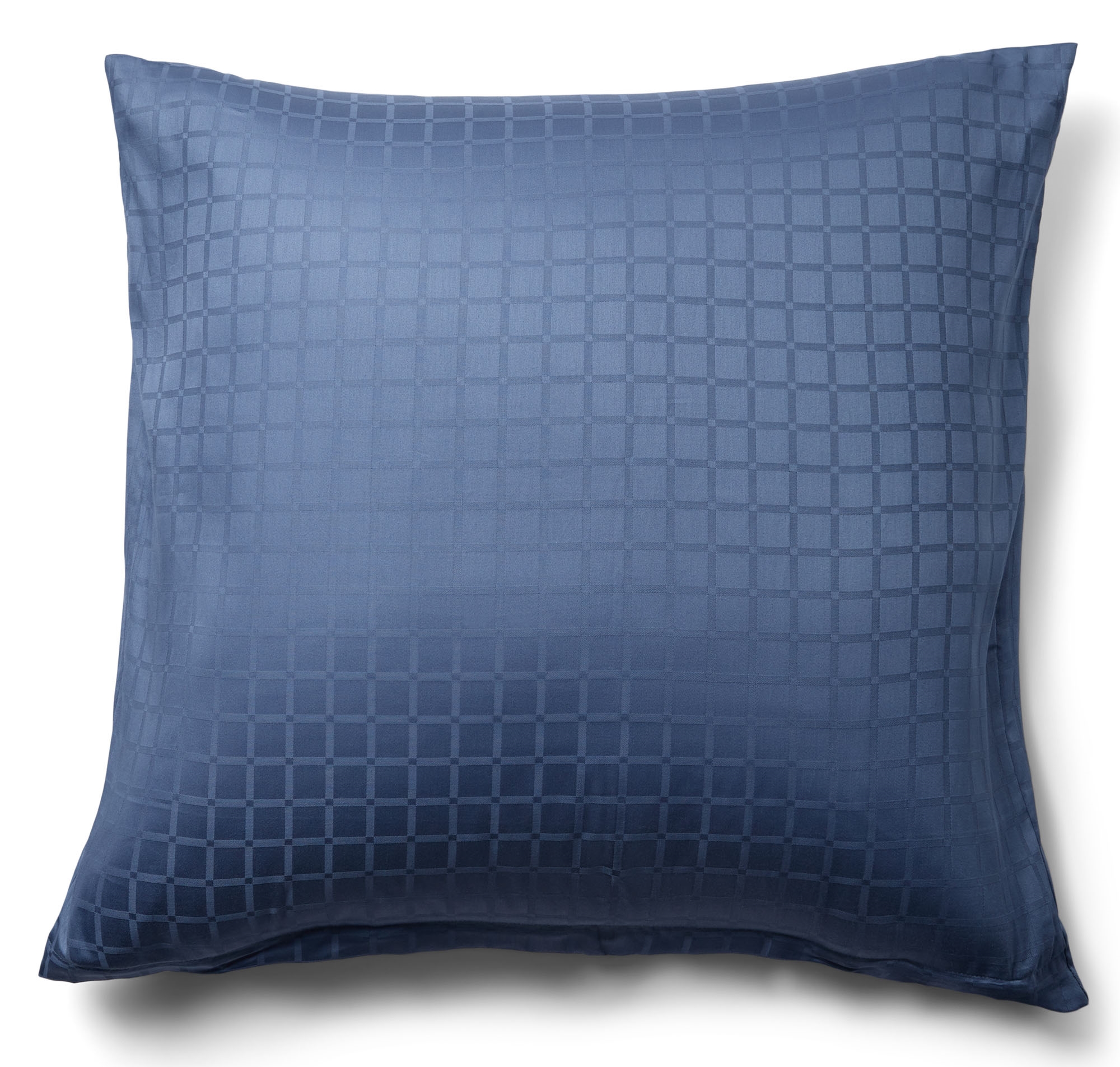 Pudebetræk 60x63 cm - 100% bomuldssatin - Blåt jacquardvævet - Ensfarvet