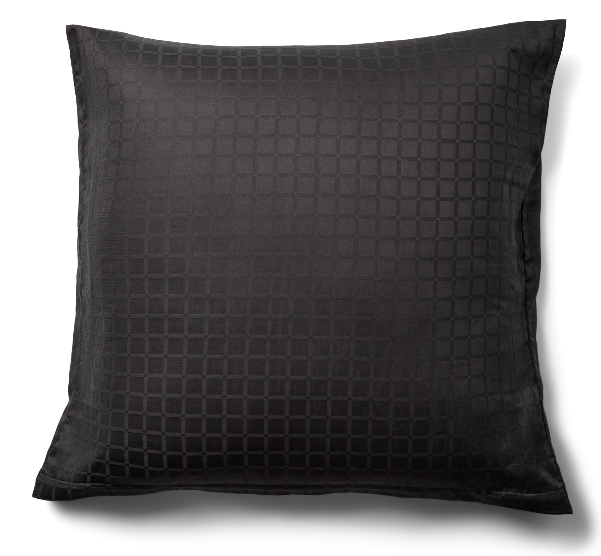 Pudebetræk 60x63 cm - 100% bomuldssatin - Mørkegråt jacquardvævet - Ensfarvet
