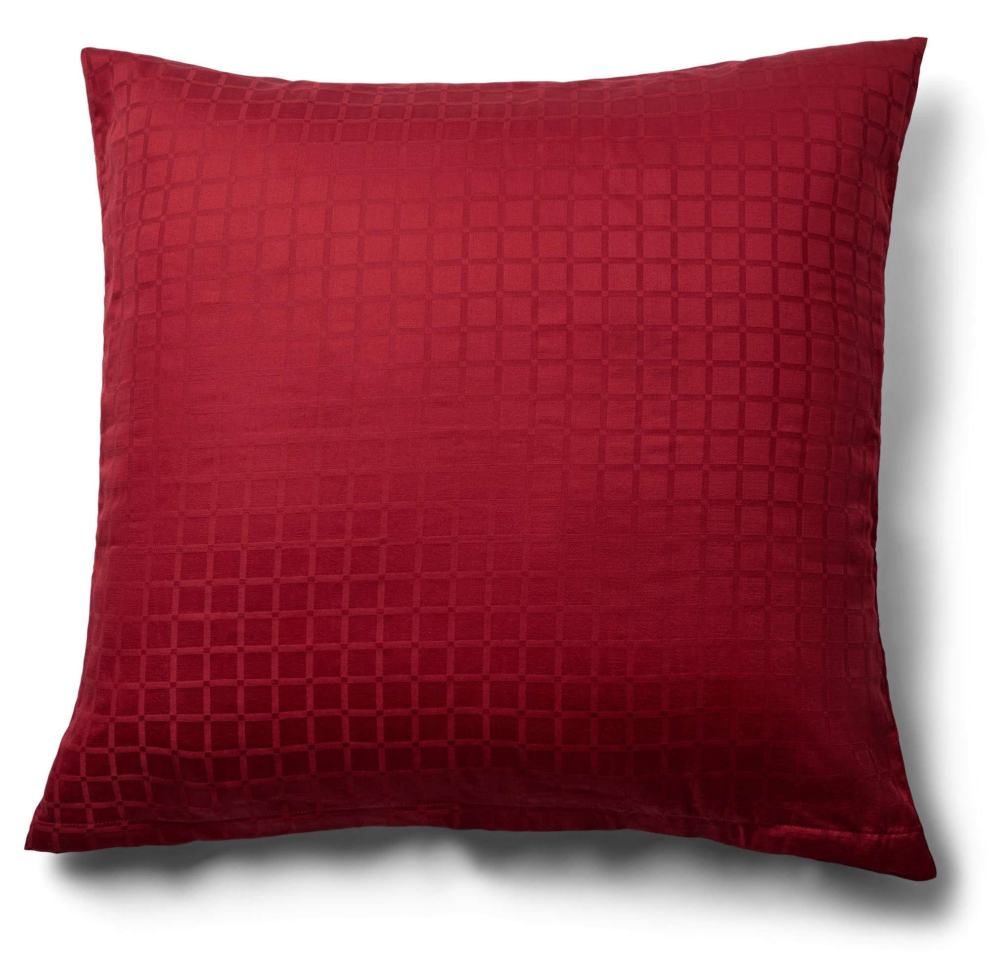 Pudebetræk 60x63 cm - 100% bomuldssatin - Rødt jacquardvævet - Ensfarvet