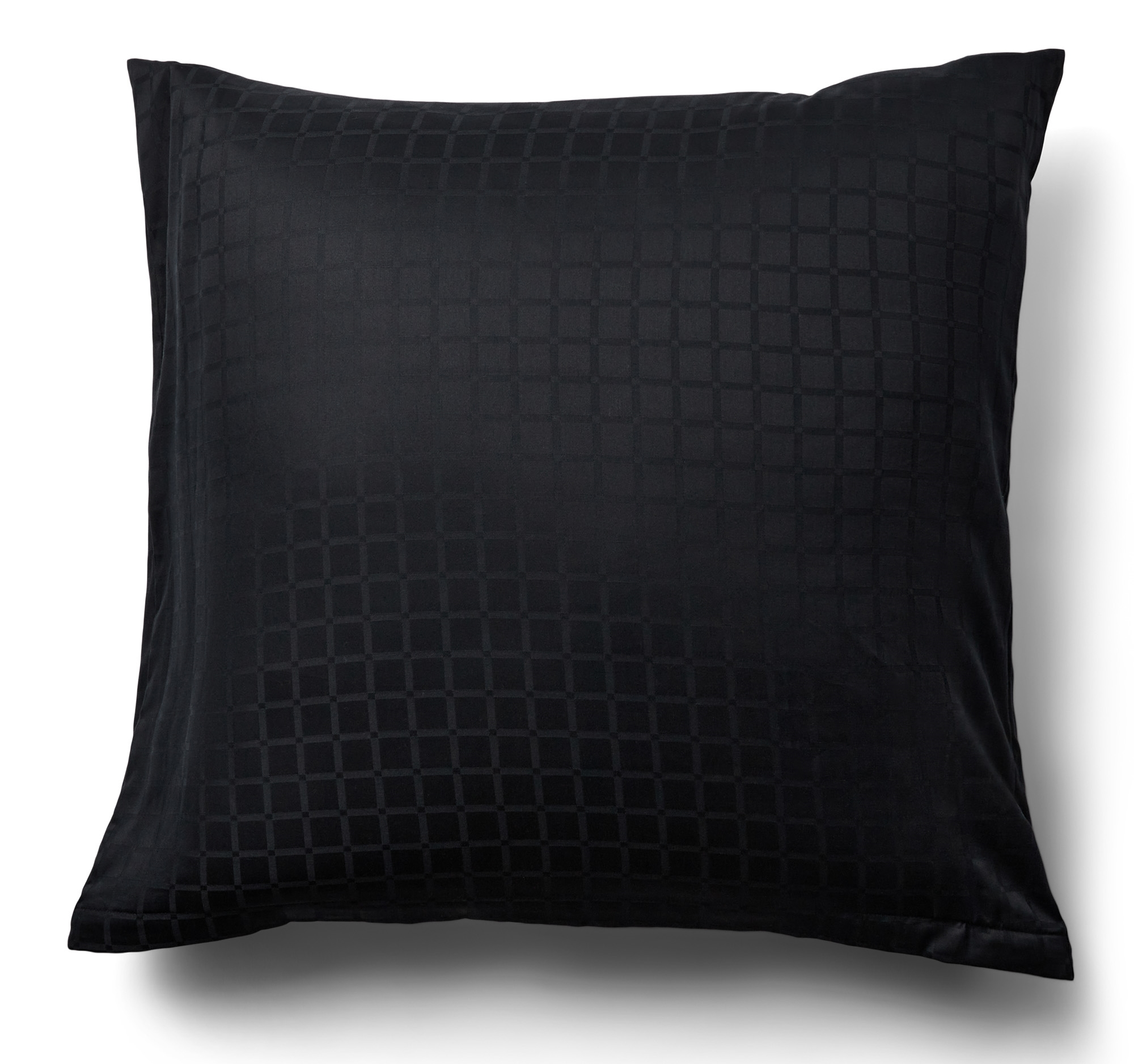 Pudebetræk 60x63 cm - 100% bomuldssatin - Sort jacquardvævet - Ensfarvet
