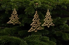 Juletræspynt - ophæng til juletræet, juletræ med guld glimmer