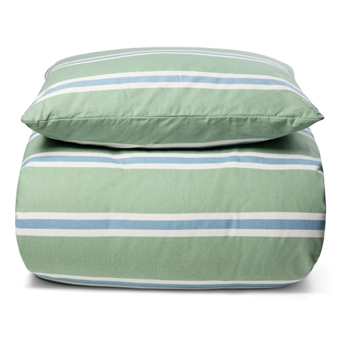 Flonel sengetøj - 140x200 cm - Stripe grøn - 100% bomulds flonel - Nordstrand Home sengesæt