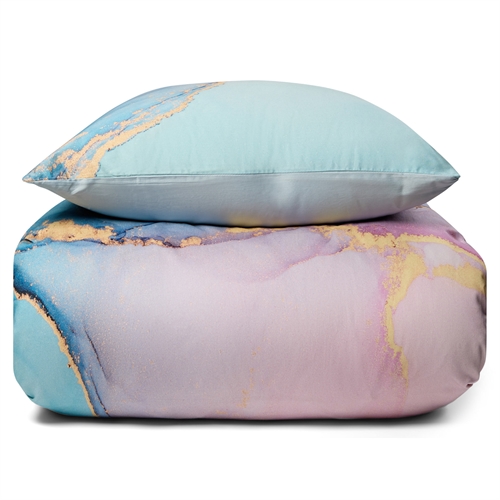 Sengetøj - Digital printet bomuldssatin - 200x220 cm - Marble multi - dynebetræk til dobbeltdyne - 100% Bomuldssatin sengesæt