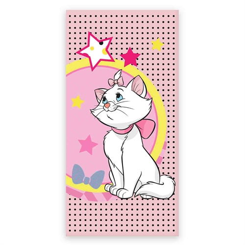 Lyserødt Aristocats håndklæde - 70x140 cm - 100% bomuld - Blødt badehåndklæde med Marie