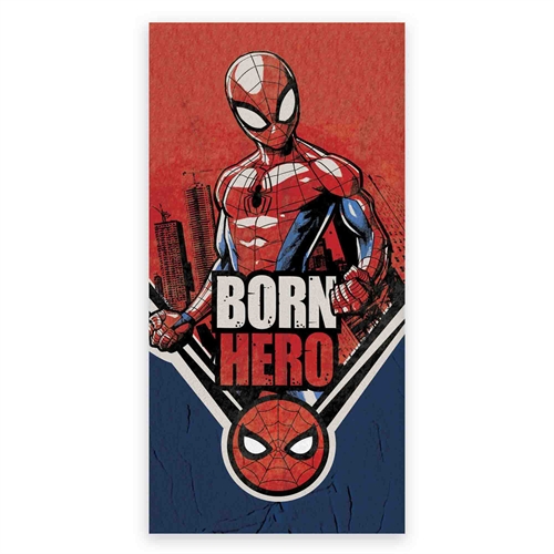 Spiderman håndklæde - 70x140 cm - 100% bomuld - Born Hero - Blødt badehåndklæde med Spiderman