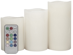  Led bloklys  - 3 stk i pakke - 12 forskellige farvemuligheder - med fjernbetjening 
