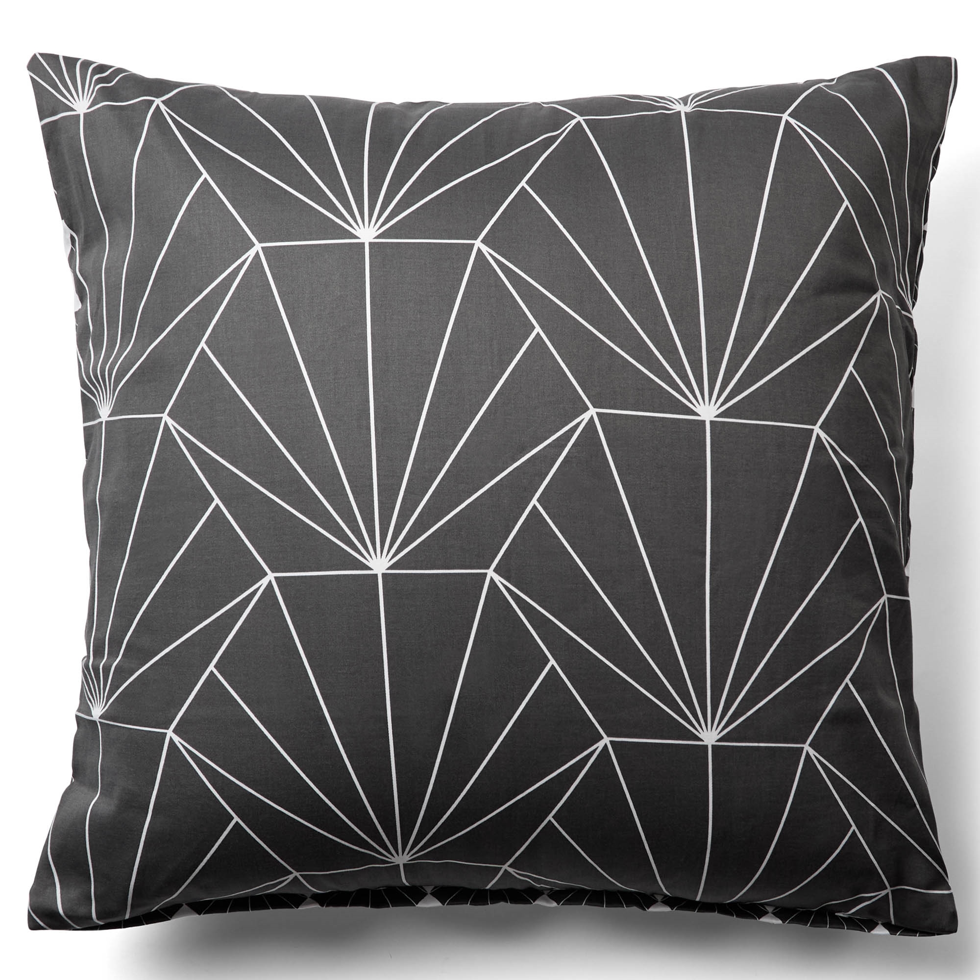 Pudebetræk 60x63 cm - Bomuldssatin - Vendbart gråt Hexagon print