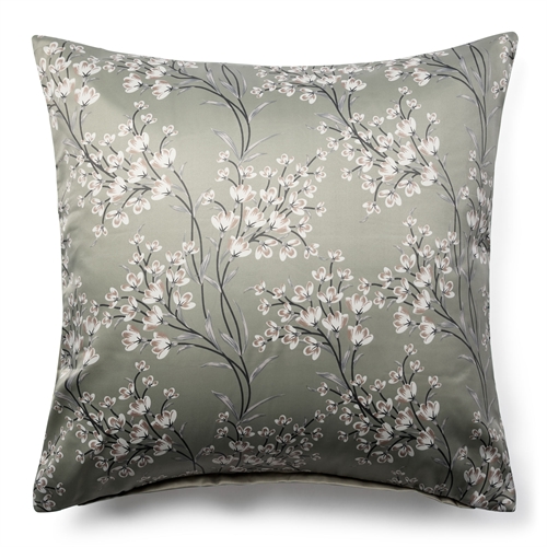 Blomstret pudebetræk 60x63 cm - Grønt hovedpudebetræk i vendbart design - Satin pudebetræk - IN Style