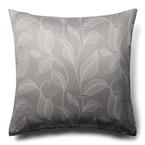 Pudebetræk 60x63 cm - Sandfarvet hovedpudebetræk med blade - Satin pudebetræk - IN Style