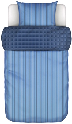 Stribet sengetøj - 140x200 cm - Jarna blå - Vendbar sengesæt - 100% Bomuldssatin sengetøj - Marc O'Polo