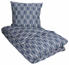 Blåt sengetøj dobbeltdyne 200x220 cm - Wave blue - Mønstret sengesæt - Microfiber 
