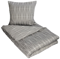 Sengetøj 140x220 cm - Graphic harlekin - Gråt sengetøj - 100% Bomuldssatin - By Night sengesæt