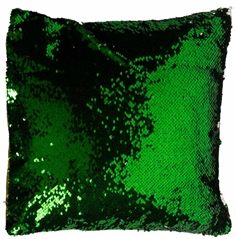 Pyntepude - 40x40 cm - grøn & Sølv pailletter - Satin  - Borg Living