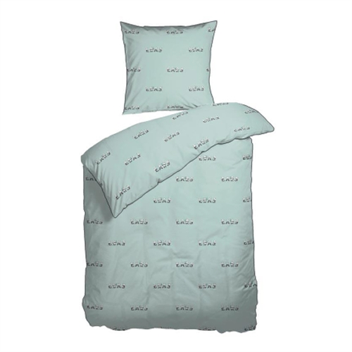 Junior sengetøj 100x140 cm - Mint grønt sengesæt med pandaer - 100% økologisk bomuldssatin - Night & Day junior sengelinned