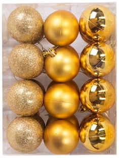 Julekugler - Guld - Pakke med 24 stk. Måler 6 cm i diameter 