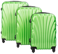 Kuffertsæt - 3 Stk. Hardcase kufferter - Grøn Musling