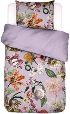 Lavendel sengetøj 140x200 cm - Filou Lilac - Blomstret sengetøj - 2 i 1 - 100% bomuldssatin - Essenza sengetøj