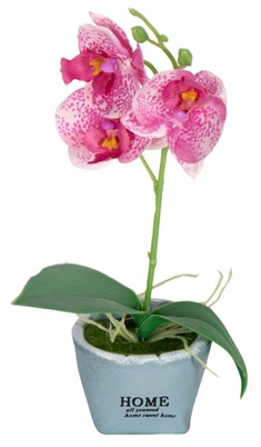 Kunstig Orkidé - Højde på 26 cm - Flotte lilla blomster - Kunstig potteplante