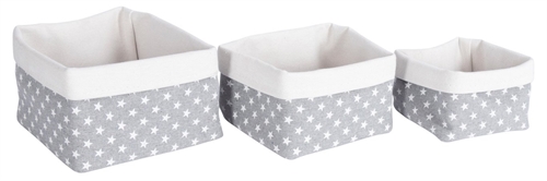 Opbevaringskurve - Sæt a 3 stk -  Canvas stof med stjerner