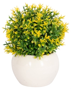 Kunstig Campanula Blomst - Højde 12 cm - Flotte gule/grønne blomster - Kunstig potteplante