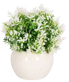 Kunstig Campanula Blomst - Højde 12 cm - Flotte grønne/hvide blomster - Kunstig potteplante