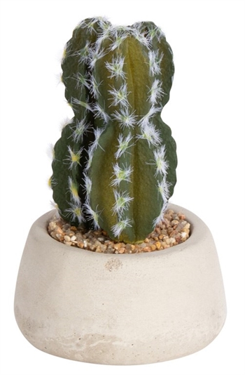 Kunstig Cereus Florida Kaktus - Højde 13 cm - Lille dekorativ kaktus - Kunstig stueplante
