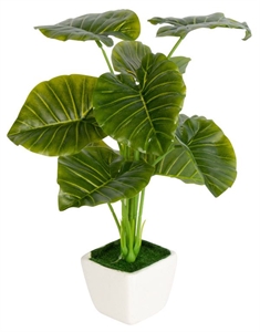Kunstig Monstera - Højde 35 cm - Dekorative grønne blade - Kunstig stueplante