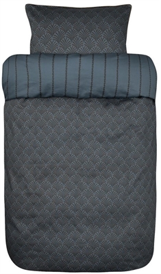 Sengetøj 150x210 cm - Amanda blå - Vendbar sengesæt i 100% bomuldssatin - Høie sengetøj
