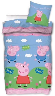 Gurli gris junior sengetøj 100x140 cm - Gurli og gustav gris - 100% bomuld 