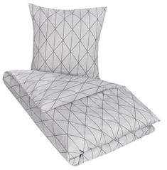 Gråt sengetøj 140x220 cm - Sengesæt med mønster - Sengelinned i 100% Bomuld