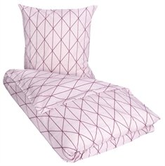 Lyserødt sengetøj 140x220 cm - Sengesæt med mønster - Sengelinned i 100% Bomuld