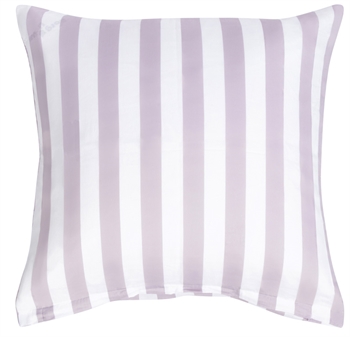 Pudebetræk 60x63 cm - Blødt bomuldssatin - Nordic Stripe - Lavendel og hvidt