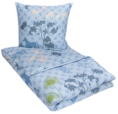 Dobbeltdyne sengetøj 200x220 cm - Happy Horses blue - Sengesæt i 100% Bomuldssatin - Susanne Schjerning sengetøj