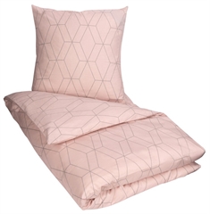 Sengetøj 240x220 cm - Geometric sengesæt - Rosa - Sengelinned i 100% Bomuld - King size