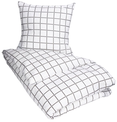 Ternet sengetøj 240x220 cm - Check Gray - Gråt sengetøj - King size - Sengesæt i 100% Bomuld