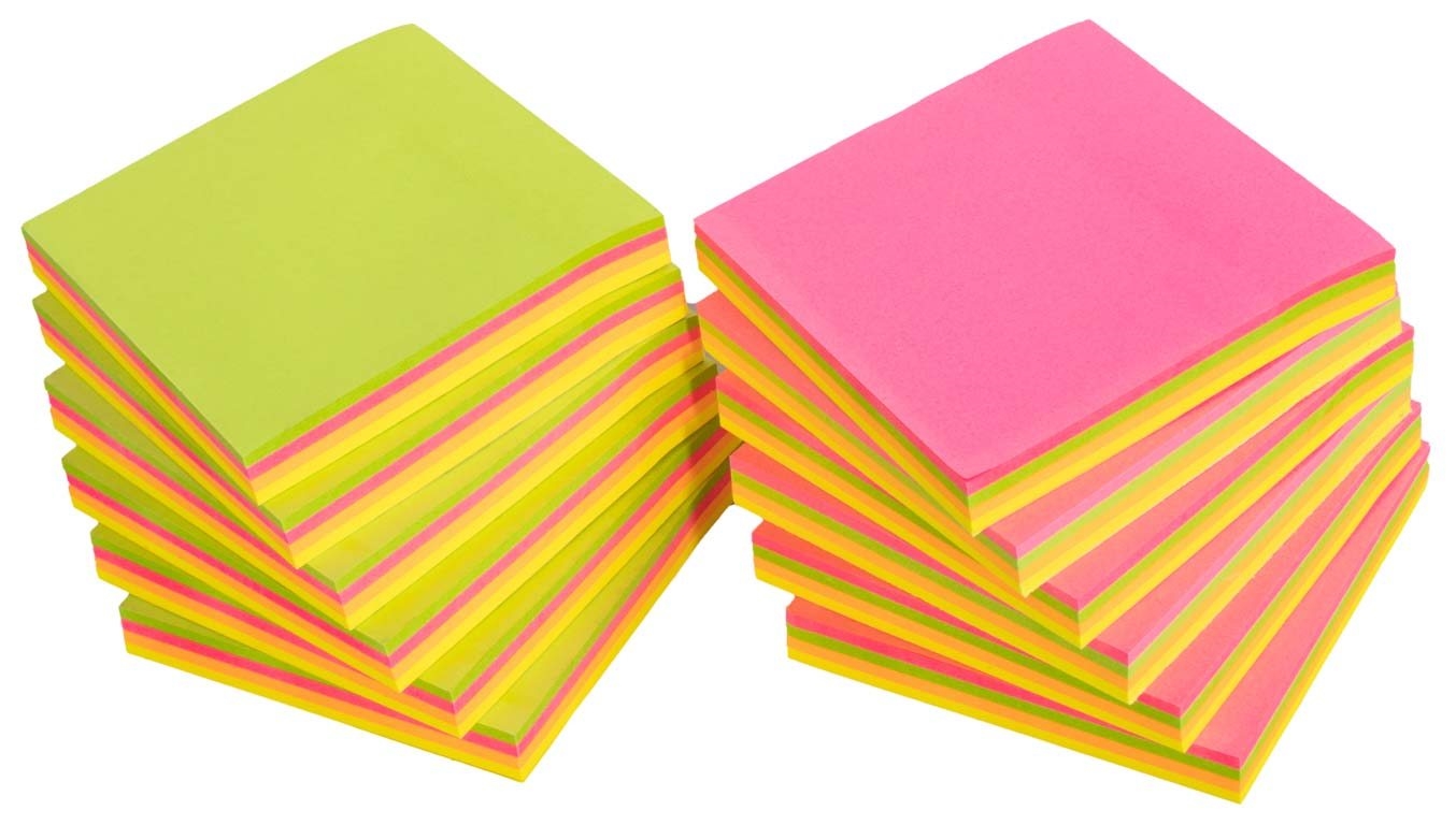 Notesblok - 12 x blokke med 100 stickers i hver, ialt 1200 stk.