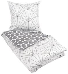  Dobbeltdyne sengetøj 200x200 cm - Grey jewel - Gråt og hvidt sengetøj - 2 i 1 design - 100% Bomuldssatin - By Night