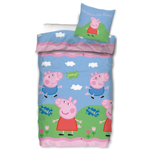 Junior sengetøj - 100x140 cm - Gurli Gris og Gustav Gris sengetøj - 100% bomulds sengesæt